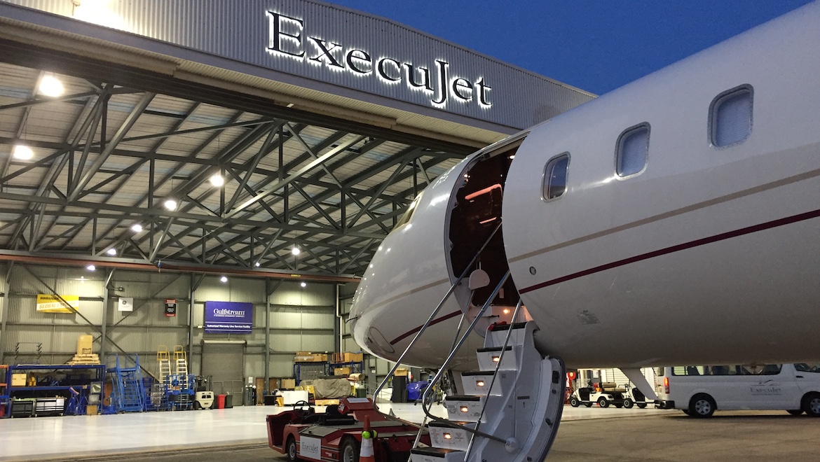 Black car airport limo service at a private jet terminal